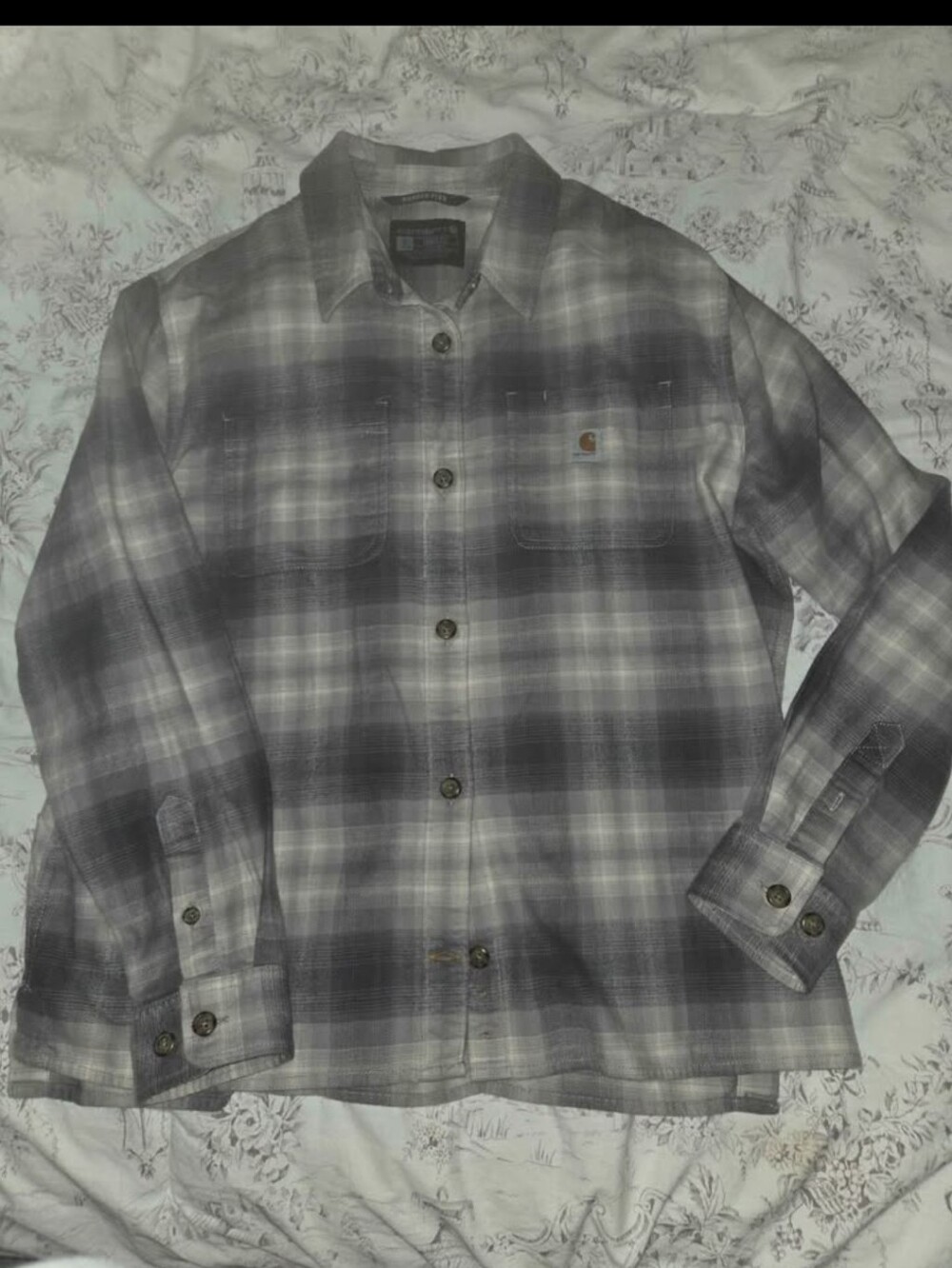 Womens large Carhartt Gray Plaid Lightweight Shirt Jacket